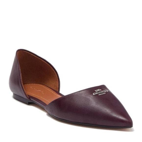 Coach Shoes - Coach Pointed Toe Leather D’orsay Flats in Wine Burgundy color. Size 6 NWT & box
